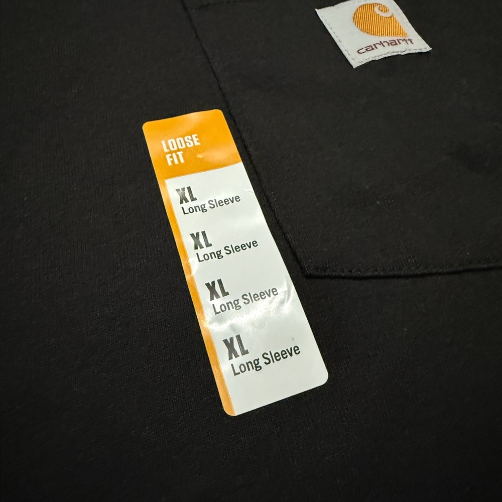 Carhartt Men's Long Sleeve Tee shirt loose fit black size XL chest‎ pocket - Picture 5 of 10